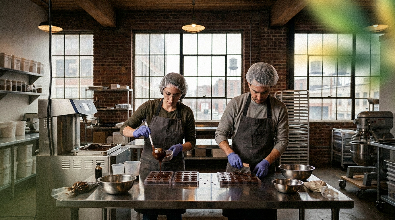 Chocolate production at the Bohemia Manufacture facility in Brooklyn